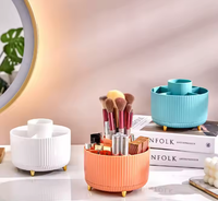 Boîte de Rangement à Brosses en Plastique, Support de Pinceaux de Maquillage Rotatif à 360 Degrés pour Bureau, Organisateur de Petits Articles pour Coiffeuse