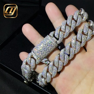 สร้อยคอแบบ Cuban Link ฮิปฮอป ชุบเงินแท้ 925 ประดับเพชร Moissanite VVS ขนาด 16 มม. ผ่านการทดสอบเพชร เหมาะสำหรับเครื่องประดับฮิปฮอป - Product Image 6