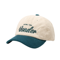 Chapeau à boucle personnalisé Chapeau de papa en velours côtelé Casquette de baseball bicolore pour femmes et hommes Chapeau de papa Logo brodé personnalisé