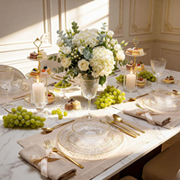 Bol en plastique jetable 16 oz, motif pierre, bord doré, grand format, transparent, pour salade, service de table, ensemble de vaisselle élégant et luxueux, vente en gros
