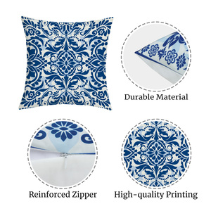 Conjunto de 4 Capas de Almofada Florais em Porcelana Azul e Branca, Estilo Vintage Chinoiserie, para Decoração de Casa, Sofá, Cama - Product Image 5