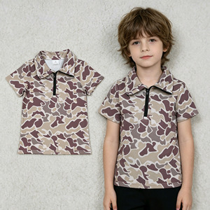 เสื้อเชิ้ตเด็กผู้ชายแขนสั้นลายพรางแบบสบายๆ ระบายอากาศได้ดี มีซิป เหมาะสำหรับฤดูร้อน ของ RTS Boutique Hunting  สำหรับพี่น้องและเด็กเล็ก - Product Image 1