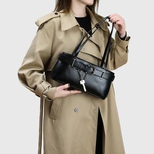 New Fashion Lady Retro PU Leather Shoulder <b>Bag</b> with Long Handle <b>Zip</b> Closure Single Strap Custom Logo Option - Product Image 2