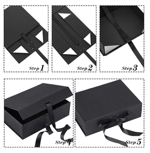 Sang Trọng Cứng Nhắc Gấp Giấy Màu Đen Bao Bì Nam Châm Đóng Cửa Nắp Các Tông Có Thể Gập Lại Từ Hộp Quà Tặng Với Logo - Product Image 3