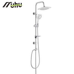 可调节 2 功能雨淋式淋浴柱混合器套装 镀铬表面 耐用防锈 现代不锈钢 304 淋浴套装 - Product Image 2