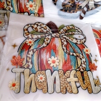 Transferts DTF Automne en Fil Synthétique, Motifs Tricot Confortable pour Thanksgiving, Designs DTF Prêts à Presser