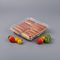 Boîtes d'emballage personnalisées de haute qualité en plastique transparent à charnières pour biscuits, pain, desserts, gâteaux, pâtisseries, à emporter, boîte blister