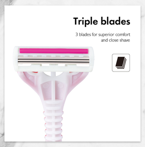 PearlMax vente en gros dames <span class=keywords><strong>rasoir</strong></span> jetable en acier inoxydable à trois lames <span class=keywords><strong>rasoir</strong></span> pour femmes - Product Image 3
