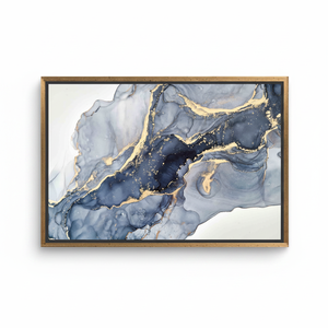 Modern Abstract Blue and Gold Marble <b>Canvas</b> Print Art,GOLD <b>FRAMED</b> <b>CANVAS</b> - Product Image 2