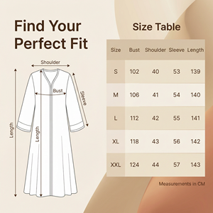 Vestido islámico color crema con mangas abullonadas, frente con cuentas y lazo en la cintura - Product Image 4