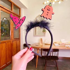 Diadema <span class=keywords><strong>de</strong></span> Halloween <span class=keywords><strong>de</strong></span> estilo europeo-americano para mujer, <span class=keywords><strong>con</strong></span> sombrero <span class=keywords><strong>de</strong></span> <span class=keywords><strong>bruja</strong></span> <span class=keywords><strong>de</strong></span> dibujos animados, fantasma, araña, <span class=keywords><strong>plumas</strong></span> y peluche, ¡gran éxito transfronterizo! - Product Image 4