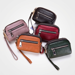 WRIZA Genuine Leather Wristlet <b>Bag</b> Front Zipper Pocket Compact Design Stylish Colors Durable Craftsmanship Cards Gifts - Product Image 1