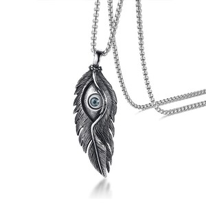 Collares de Plumas con Colgantes de Acero Inoxidable, Joyería al por Mayor, Precio de Fábrica, Personalizados, Estilo Steampunk - Product Image 1