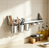 Étagère murale en acier inoxydable de qualité commerciale, multi-tailles, personnalisable, pour cuisine, support mural pour bac GN 1/6