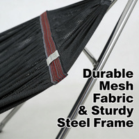 Hamac double de style décontracté moderne avec support inclus, mobilier d'extérieur pliable en toile de coton et matériau PC, capacité de charge de 150 kg, pour tous.