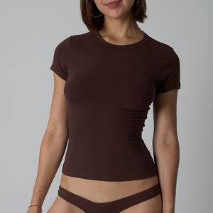 <span class=keywords><strong>T</strong></span>-<span class=keywords><strong>Shirt</strong></span> Crop da <span class=keywords><strong>Donna</strong></span> in <span class=keywords><strong>Cotone</strong></span> Jersey, Manica Corta, Vestibilità Aderente, Comoda per l'Estate, 90% <span class=keywords><strong>Cotone</strong></span> 10% Spandex - Product Image 4