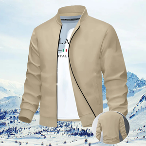 Jaket Bomber Musim Dingin Pria yang Stylish dan Ringan dengan Ritsleting, Kerah Tegak Kasual, Gaya High Street, Nyaman, 2 Kantong, Ukuran 2XL Depan - Product Image 2