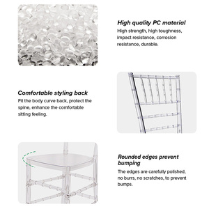 Chaise haute empilable moderne en plastique pour événements hôteliers, <span class=keywords><strong>tabouret</strong></span> <span class=keywords><strong>de</strong></span> <span class=keywords><strong>bar</strong></span> Chiavari en résine transparente en cristal acrylique pour mariage - Product Image 5