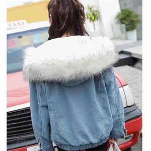 Abrigo vaquero recortado de piel artificial acogedor para mujer, ropa de longitud media a la moda - Product Image 6