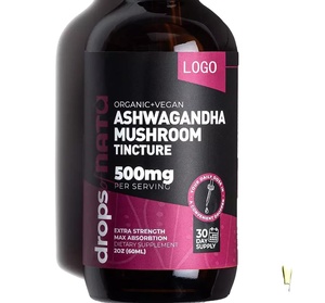 Etiqueta Privada ODM-Suplemento orgánico para el cerebro para hombre, 60ML, 500mg, Ashwagandha, tintura de seta, soporte para la esterilización - Product Image 1