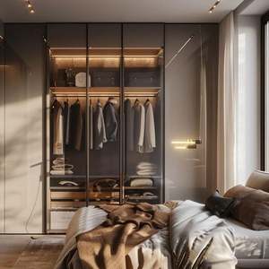 Armario Moderno con Puerta de Cristal, Suministro de Fábrica para 2025, para Dormitorios de Apartamentos y Villas - Product Image 2