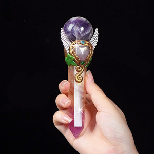 <span class=keywords><strong>Baguette</strong></span> <span class=keywords><strong>magique</strong></span> naturelle Fluorite Améthyste Coeur Lune Points <span class=keywords><strong>Baguette</strong></span> Pharaon Cristal <span class=keywords><strong>Baguette</strong></span> pour Cadeau - Product Image 2