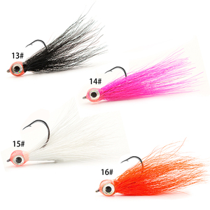ECOODA Fabricant OEM UV Glow Bucktail Teasers <span class=keywords><strong>Hameçon</strong></span> de pêche Jig de pêche en eau salée Hair Bucktail Dressed Treble Hook - Product Image 1