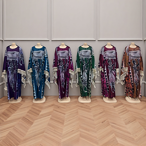 Wholesale Women Wear Satin Silk African Robe Muslim Sequin With Headbands African Evening Dress Loose Robe Maxi Dress for Women - Product Image 6