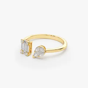 Bague en diamant naturel VLOVE breloques pour la fabrication de bijoux 9k 10k 14k 18k Gold Illusion Setting Diamond Toi et Moi Ring Diamond Ring