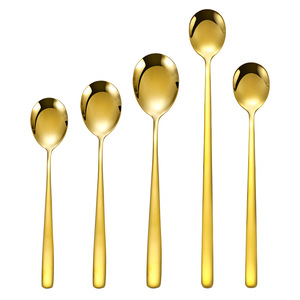 304 Stainless Steel Spoon Long Handle Coffee Stirring Spoon Solid Color Household Use - Product Image 5
