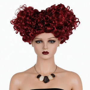 Peluca Corta Rizada Roja de Reina, Inspirada en Alicia en el País de las Maravillas, Postizo de Cosplay, Sintético Ecológico, Sin Enredos, para Eventos de Comic Con - Product Image 2