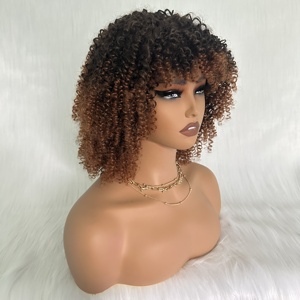 Perruque Sans Colle X-TRESS <span class=keywords><strong>Haute</strong></span> Qualité en Fibre Synthétique à Dentelle pour Femmes Noires, Cheveux Longs Frisés Crépus Style Afro Bomb Avec Frange - Product Image 2