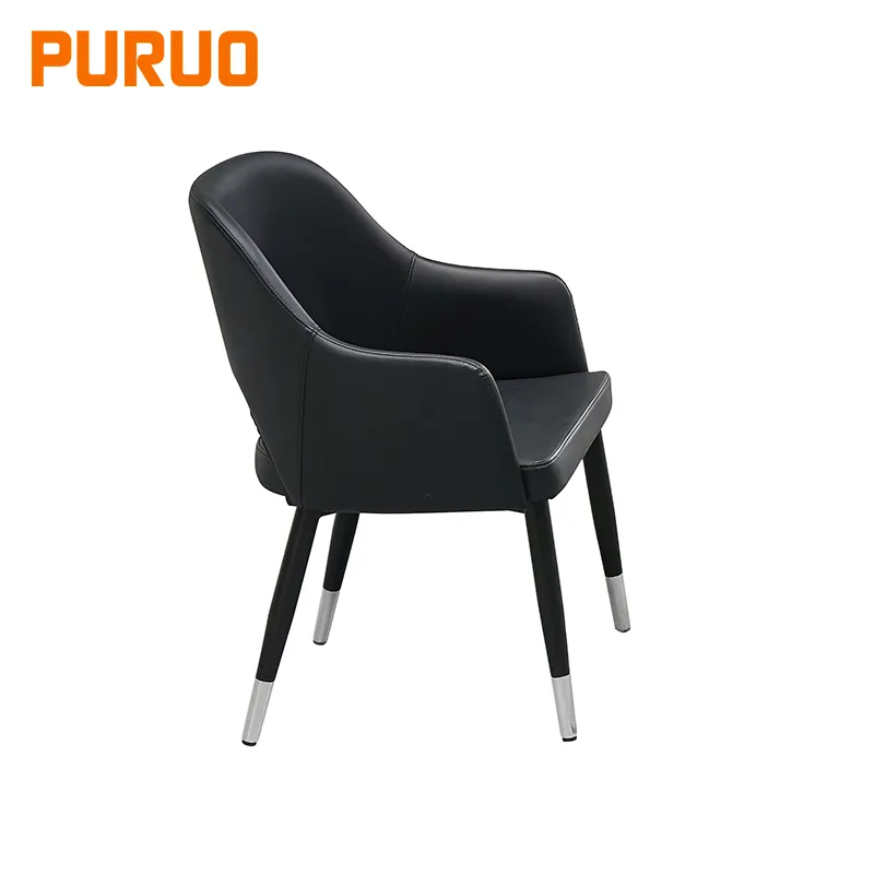 PURUO-taburete de Bar de acero inoxidable, silla de comedor de diseño moderno y clásico de cuero americano