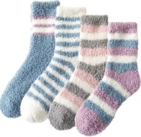Chaussettes d'hiver thermiques douillettes pour femmes OEM, en polaire corail rayée, tricotées, pour la maison, chaussettes-pantoufles de Noël et usage quotidien