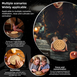 Nouveau <span class=keywords><strong>plateau</strong></span> de méditation en bois de hêtre, <span class=keywords><strong>labyrinthe</strong></span> respiratoire rond, pour la relaxation et la réduction du stress - Product Image 3