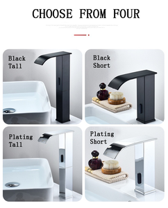 Vòi Nước Bồn Rửa Nhà Tắm Bằng Đồng Thau Màu Đen Thác Nước Cảm Biến Điện Tử Hồng Ngoại Tự Động Vòi Nước Bồn Rửa Nhà Tắm Torneira Banheiro - Product Image 4