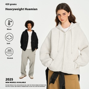 Cardigan tendance américain avec logo imprimé sur le devant, veste décontractée à capuche avec fermeture éclair pour le printemps et l'automne, en tissu tricoté imprimé - Product Image 5