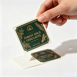 Étiquettes personnalisées autocollantes en feuille d'or brillante, écologiques et imperméables, pour chai <span class=keywords><strong>latte</strong></span> et épices, avec illustration botanique vintage - Product Image 2
