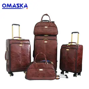 New Cheap Design OMASKA Famous Brand 5 pcs set Custom Made Suitcases Leather Luggage