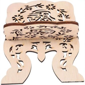 Creative Wooden Carved <b>Bookshelf</b> Rectangle 14.5x11.5cm Standing Type Traditional <b>Office</b> Organizer Reading Shelf Durable Natural - Product Image 1