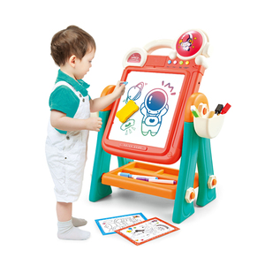 Kinder Doppelseitige Malstaffelei Schreibtafel <span class=keywords><strong>2</strong></span>-in-1 Bausteine-Spieltisch Spielzeug Kinder-Zeichenbrett - Product Image 1