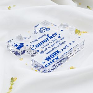 Nhà Sản Xuất Tùy Chỉnh Trong Suốt Câu Đố Hình Acrylic <span class=keywords><strong>Paperweight</strong></span> Quà Tặng Cho Món Quà Nghỉ Hưu - Product Image 3