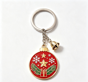 Porte-clés en métal émaillé de Noël, porte-clés en alliage de zinc avec breloque clochette, cadeau de vacances, souvenir promotionnel - Product Image 4