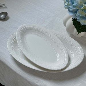 White Oval Lace Embossed 10-inch 12-inch Eco-Friendly Ceramic Dinner <b>Plate</b> <b>Stand</b> Modern Luxury Design for Hotels Wedding Parties - Product Image 4