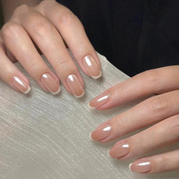 Vente en gros, faible MOQ, 24 pièces, faux ongles de luxe à presser, collection courte style français simple, capsules d'ongles pour nail art