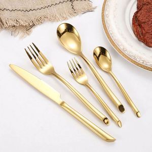 Best Sale Gold Cutlery Set Modern Western 18/0 Stainless Steel Dinner Fork Spoon Cutlery <b>Flatware</b> Set for Restaurant - Product Image 1