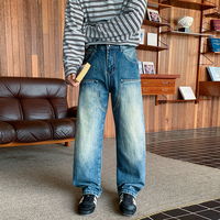 Jeans décontractés bleus de haute qualité, nouvelle tendance, pour hommes, coupe ample et polyvalente, pantalon décontracté tendance