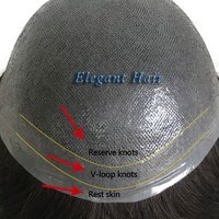 Prótesis Capilares Elegantes para Hombres, de Piel Fina Transparente de 0.04-0.06 MM, PU, Color 1B