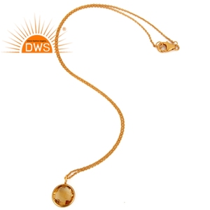 Colgante de citrino natural, joyería al por mayor, forma de pera, cadena de plata chapada en oro, colgante, fabricante, proveedor, Colección Vintage - Product Image 2