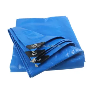 便宜的蓝色白色重型条纹6x10m 200g/m2 PE防水油布用于汽车罩